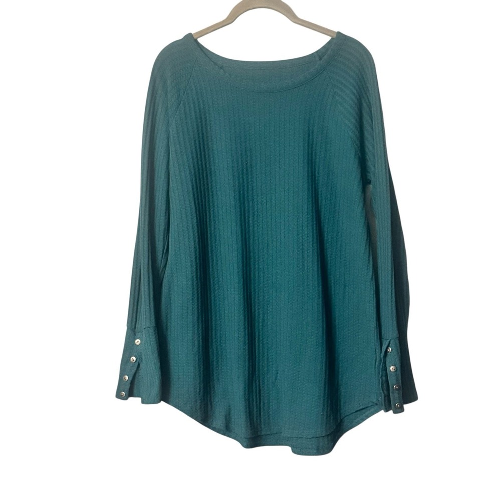 Chaser Lush Evergreen Waffle Knit Thermal Long Sleeve Top Size XL Cozy Layering